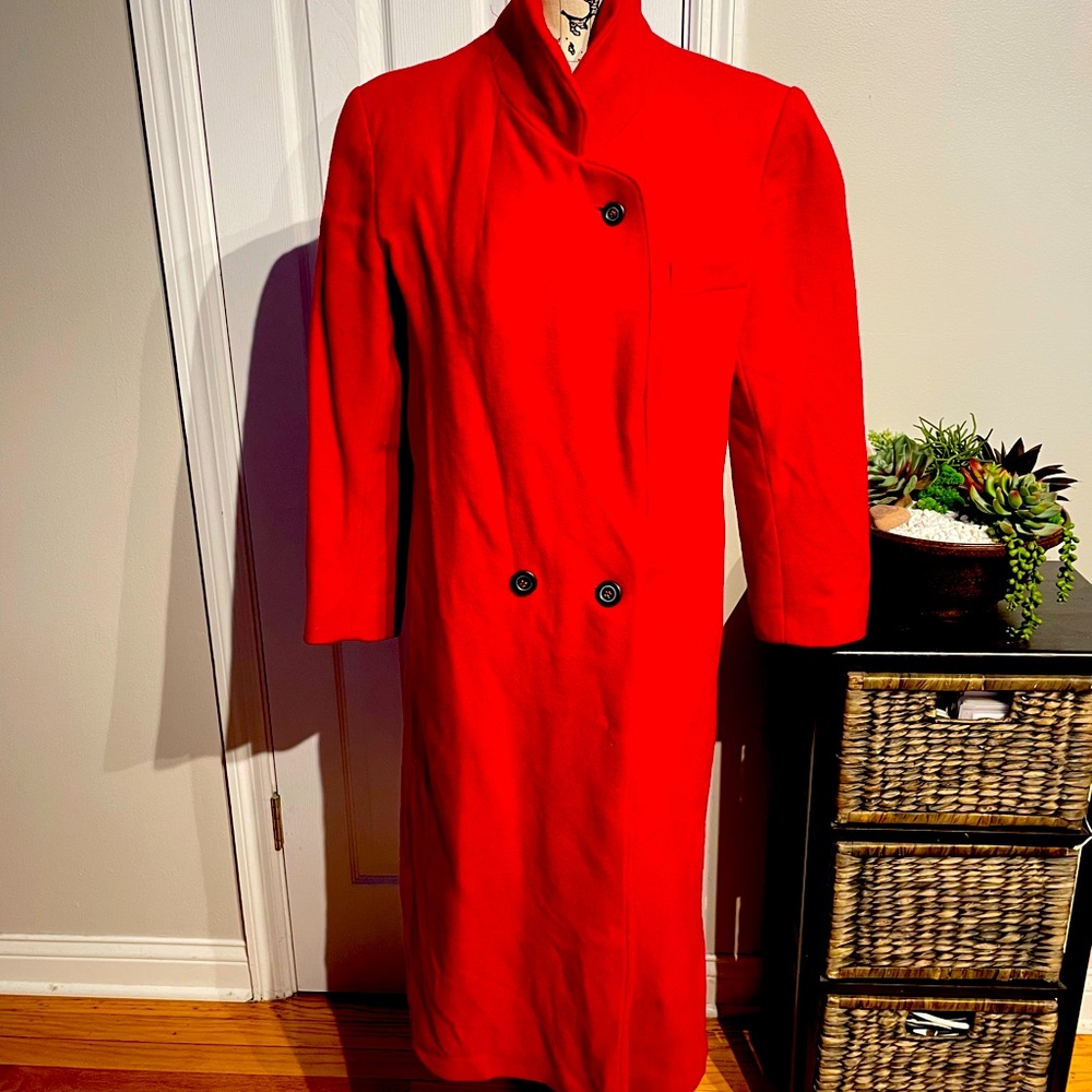 INTERNATIONAL SCENE Vintage Pure New Wool Retro Vibrant Pea overcoat sz 13/14